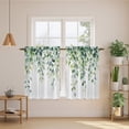 thumbnail image 3 of Spring Eucalyptus Leaves Tier Curtains, Botanical Summer Light Filtering Kitchen Curtains, 2Pcs Rod Pocket Half Window Treatments Panels for Sink Cafe Cabinet Basement 27.5x45 Inches, 3 of 9