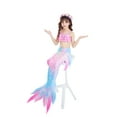 thumbnail image 4 of 【Uhome】3PCS Girls Mermaid Tail Swimsuit Cute Costume Set with Fish Tail Kids Beach Bikini Bath Suit 3-12Y, 4 of 7