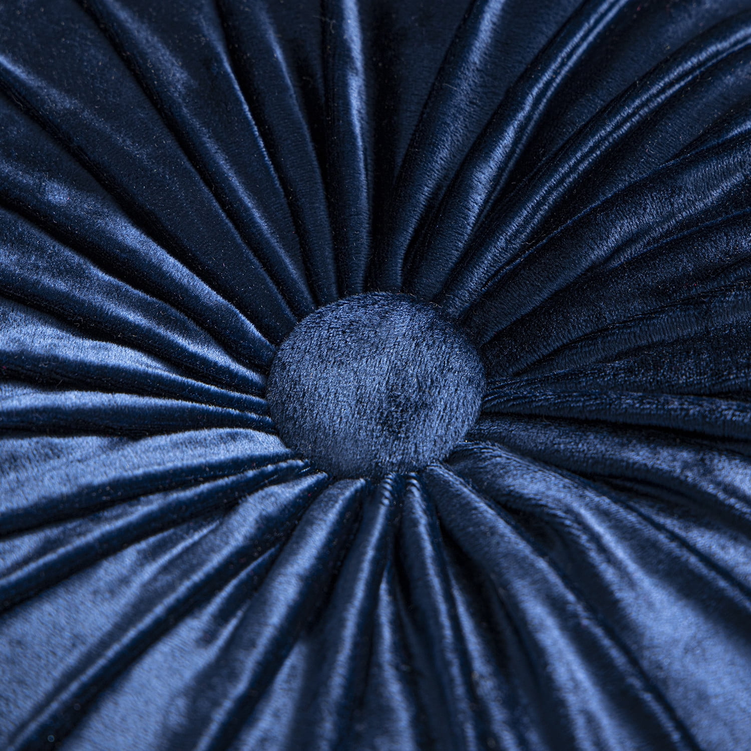 Phantoscope Crushed Velvet Pleated Round Pumpkin Floor Pillow Series Decorative Throw Pillow, 16" x 16" Round, Navy, 1 Pack