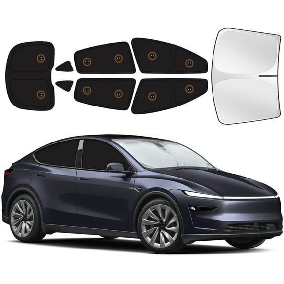 8PCS Full Car Window Sunshade Set for Tesla Model Y 2025-2026, Custom-Fit Privacy Shades for Front, Side & Rear Windows, Heat-Blocking Window Covers for Camping, Travel & Daily Use