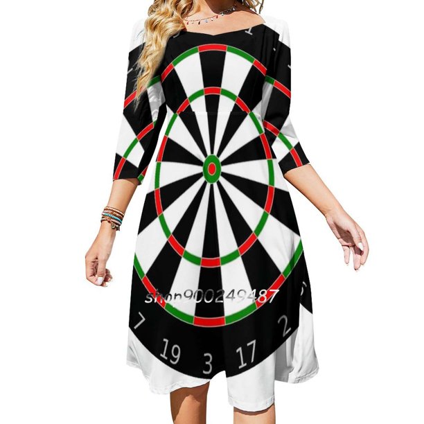 Tablero de dardos para jugadores de dardos Idea de regalo Vestido de cuello cuadrado Nuevo vestido elegante de talla grande para mujer Vestido ceñido a la cintura Idea genial Té barato