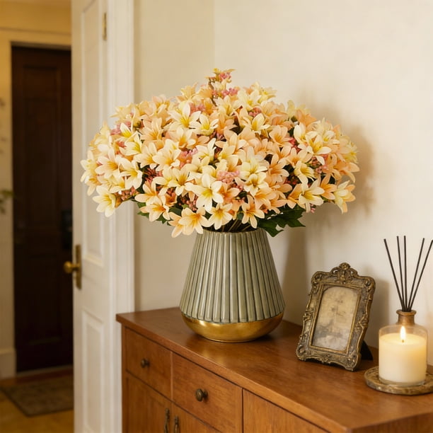 Lirios Artificiales Estilo Concubina para Decoración de Bodas, Centros de Mesa para Salas de Estar y Arreglos Florales Artísticos para Diversos Ambientes.