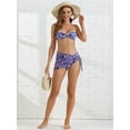 thumbnail image 5 of DARING DIVA Women's Floral Print Bandeau Bikini Sets 3 Pieces L Purple, 5 of 6