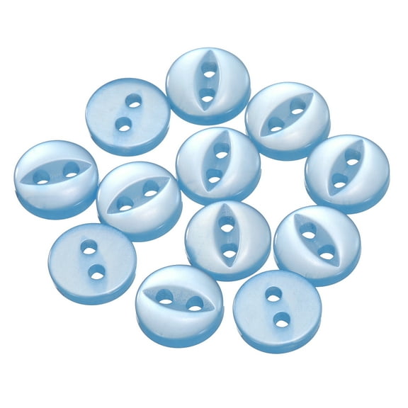 Uxcell 12pcs 14L Sky Blue Round Sewing Buttons 9mm 11/32" Resin 2-Hole Fish Eye Craft Replacement Button for Craft Decoration Pants Dress Skirt Clothing Fastener Buttons