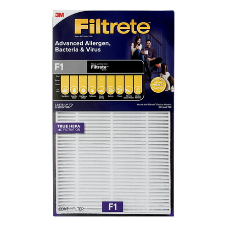 Filtrete Advanced Allergen, Bacteria & Virus True HEPA Room Air Purifier Filter,