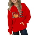 thumbnail image 2 of LOVZFMLL Hoodies for Girls Halloween Casual Loose Hooded Sweatshirt Solid Color Long Sleeve Pocket Pullover Tops Little Girls Spring Fall Clothes 4-5 Years, 2 of 4