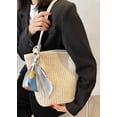 thumbnail image 2 of PIKADINGNIS Women Straw Bags Summer Rattan Hand-Woven Beach Large Tote Bag with Silk Scarves, 2 of 6