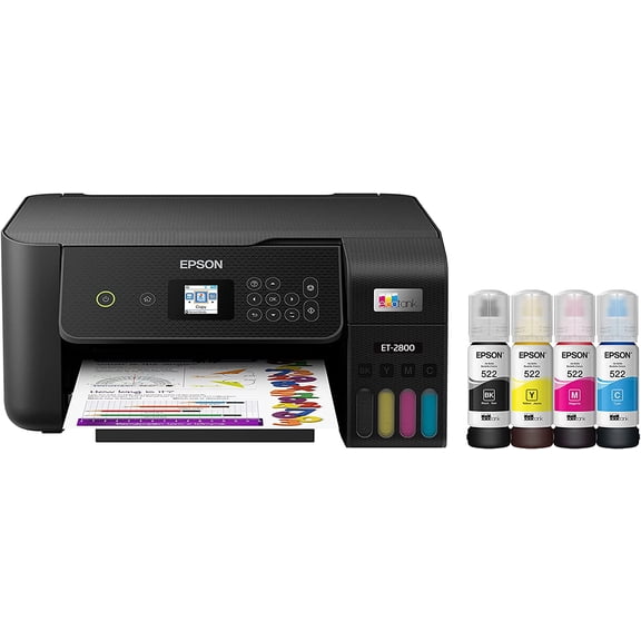 Pre-Owned Epson EcoTank ET-2800 Wireless Color All-in-One Cartridge-Free Supertank Printer with Scan and Copy ? The Ideal Basic Home Printer - Black