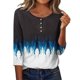 thumbnail image 3 of TaTaai 3/4 Sleeve T-Shirt Skin-Friendly Lightweight Women's Fashion Printed Button Round Neck Loose Casual All Occasion Daily Wear Top Gift, 3 of 7