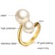 thumbnail image 2 of Anillo envolvente de perla doble simulada: acero inoxidable chapado en oro Lar, 2 of 4