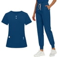 thumbnail image 4 of Minjewel Women's Quick-Dry V-Neck Scrubs for Women Set with Pockets, Fast Drying & Comfortable Scrub Set for Healthcare Workers,Navy S, 4 of 6