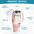 thumbnail image 2 of Yayeee 40oz Stainless Steel Tumbler with Straw and Handle Double-Wall Insulated Travel Water Bottle, Pink Christmas Snowman, 2 of 8
