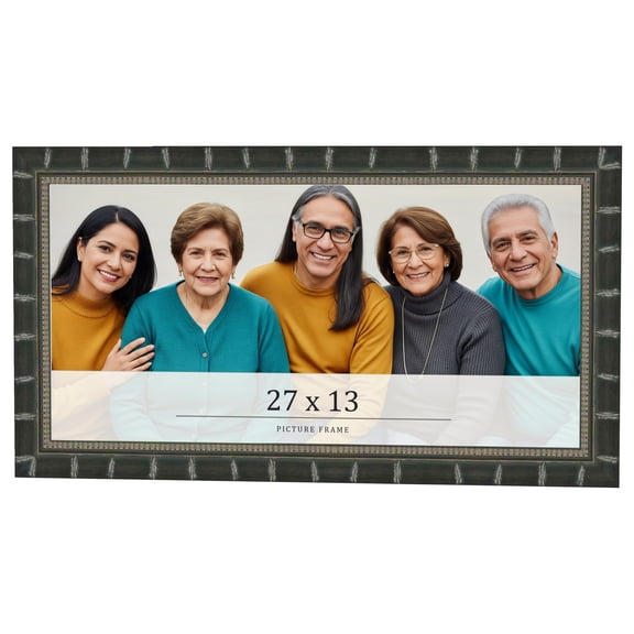 27x13 Frame Black Bamboo Solid Wood Picture Frame Width 1.5 Inches | Interior Frame Depth 0.5