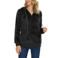 thumbnail image 2 of Spencer Womens Faux Sherpa Fuzzy Fleece Sweatshirt Loose Winter Warm Pullover Half Zip Oversized Hoodies with Pockets, Size M-3XL, 2 of 10