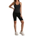thumbnail image 2 of Allegra K Women's Slim-Fit Camisoles Ribbed Deep V-Neck Comi Workout Tank Top Black L, 2 of 4