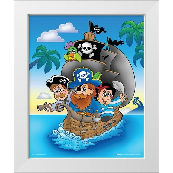 Viskova, Klara 26x31 White Modern Wood Framed Museum Art Print Titled - Pirates on the Ship