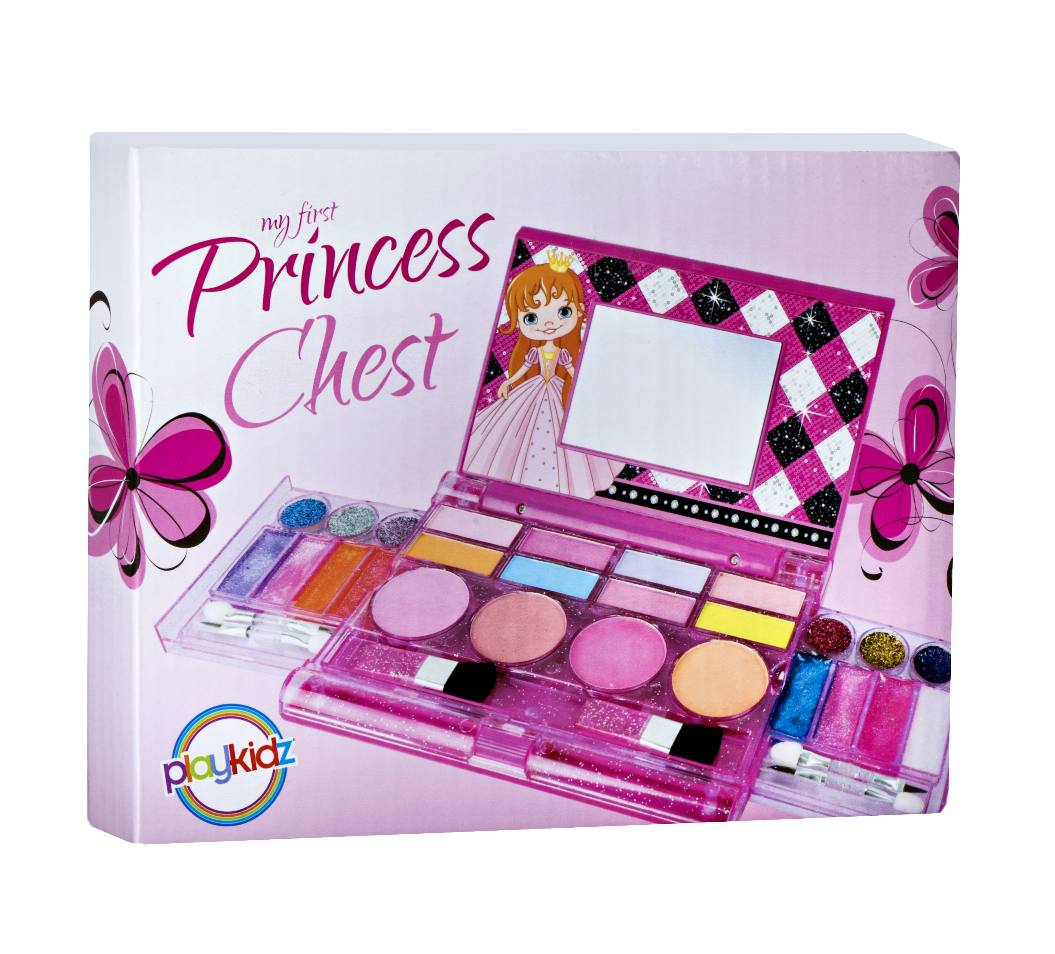 PlaykizPlaykidz: My First Princess Makeup Chest, Girl's All-In-One Deluxe Cosmetic and Real Makeup Palette with Mirror (Washable) - image 3 of 5