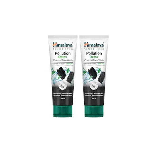 Himalaya Pollution Detox Charcoal Face Wash, 100ml Each (Pack of 2)