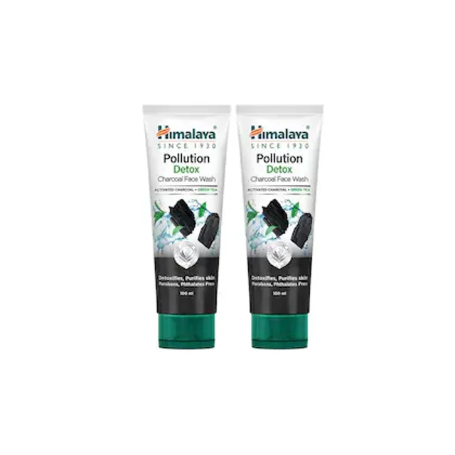 Himalaya Pollution Detox Charcoal Face Wash, 100ml Each (Pack of 2)