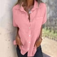 thumbnail image 2 of Vestidos Casuales Para Mujer, Blusas De Mujer De Moda Blusa de verano tipo túnica de lino con cuello en V, manga corta, botones sueltos y bolsillo para mujer, 2 of 6