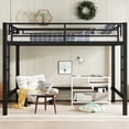 thumbnail image 2 of Leumius Queen Size Metal Loft Bed Frame, Loft Bed with Easy Climbing Ladder and Guardrails for Kids Teens Adults Black, 2 of 9