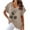 Khaki, variant on Fesfesfes Athletic Shirts Women V-neck Print T- Fashion Comfortable Female Blouses Tops Short Sleeve Tops for Women L(US:8)