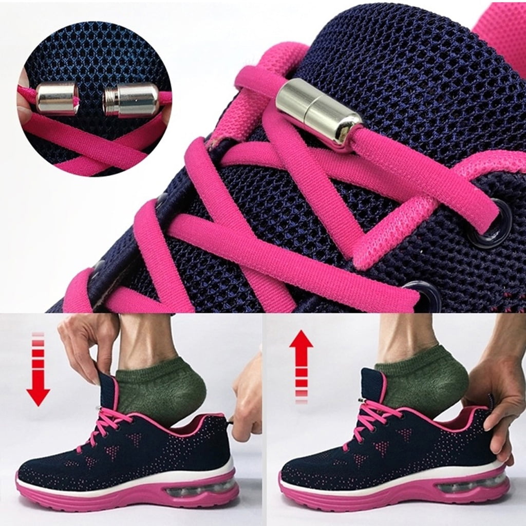 2 Pairs Lazy No Tie Elastic Tieless Lock Laces Shoe Laces Strings for Kids  Adults Running Jogging Athletic Sports