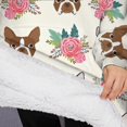 thumbnail image 3 of Oversized Wearable Blanket Hoodie,White Boston Terrier and Flower Sherpa Blanket Hoodie with Super Pockets,Super Warm Fuzzy Pullover for Women & Men, 3 of 6