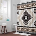 thumbnail image 6 of Vintage Aztec Shower Curtain for Bathroom Decor, Ethnic Tribal Style Brown Mottled Geometric Waterproof Fabric Shower Curtain, 54"x78" Set with 12 Hooks, 6 of 9