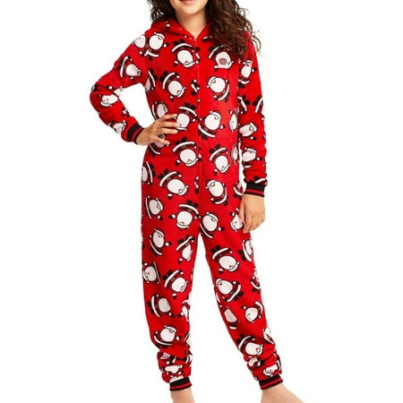

BeQeuewll Parent-Child Hooded Rompers Family Matching Xmas Santa Zip Up Outfit