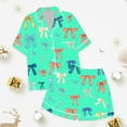 thumbnail image 4 of LIIPEE Girls Outfits Spring Summer Cute Cartoon Bowknot Printed Turndown Collar Button Short Sleeve Tshirts Shorts Pajamas Set Kids Cozy Loungewear Outfit,Mint Green,6-7 Years, 4 of 4