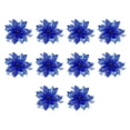 thumbnail image 4 of 10 piezas de adornos navideños de flor de Pascua de 5,7 pulgadas con purpurina navideña. Azul profundo, 4 of 9