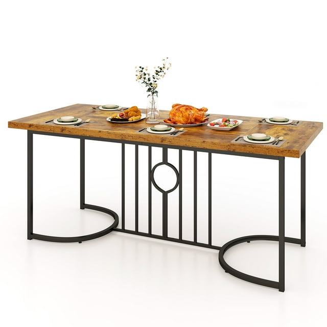 Gymax Table à Manger Rectangulaire de 71 Po pour 6 à 8 Personnes, Grande Table de Cuisine, Table de Dinette
