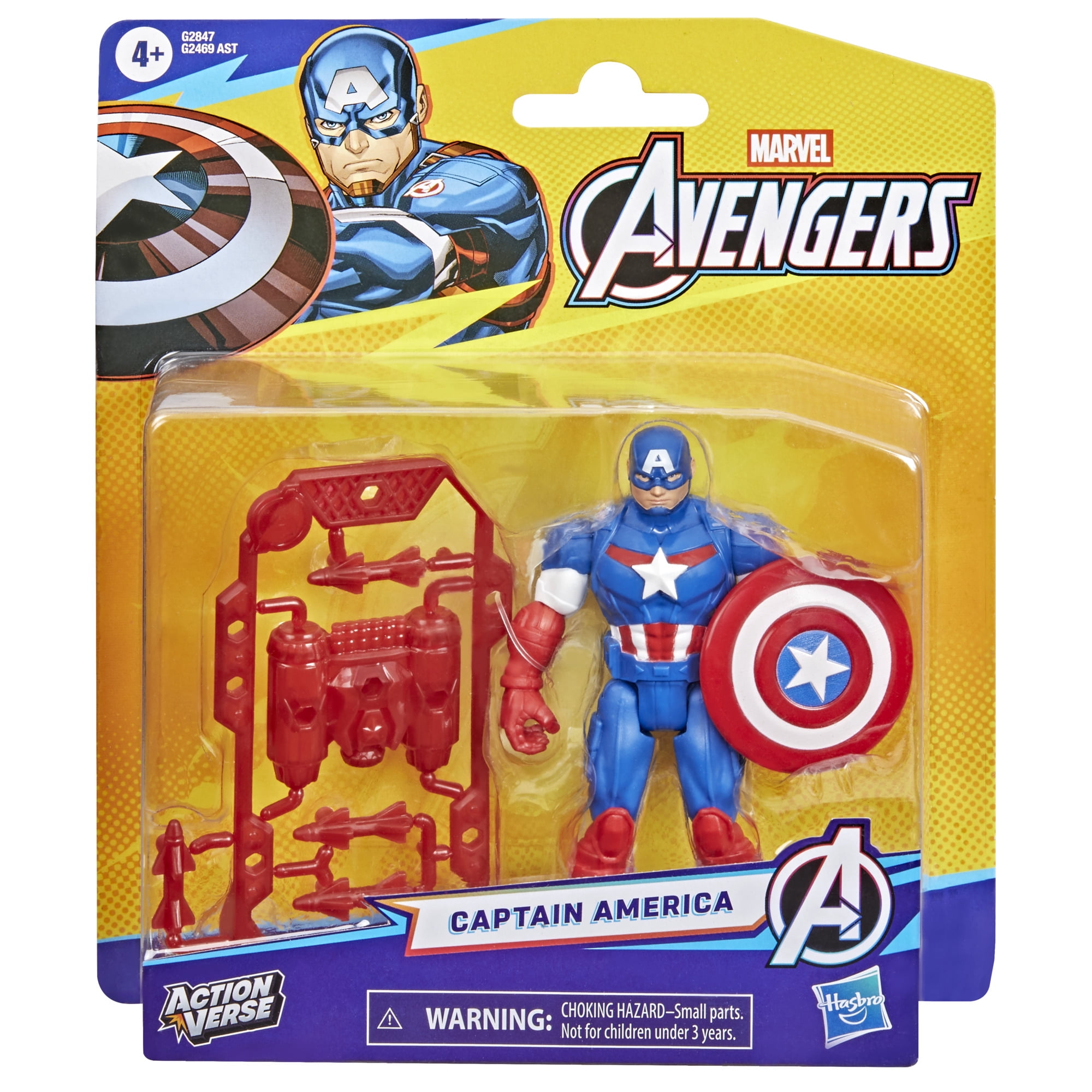 Marvel Avengers ActionVerse Captain America Action Figure & Accessories, 4.5-Inch (11.4 cm) Super Hero Toys & Figures for Kids, Ages 4+