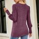 thumbnail image 5 of Jersey de manga larga para mujer, Top con cuello redondo y puños con botones, blusa holgada y cómoda para mujer, Top rojo purpúreo XL, 5 of 7