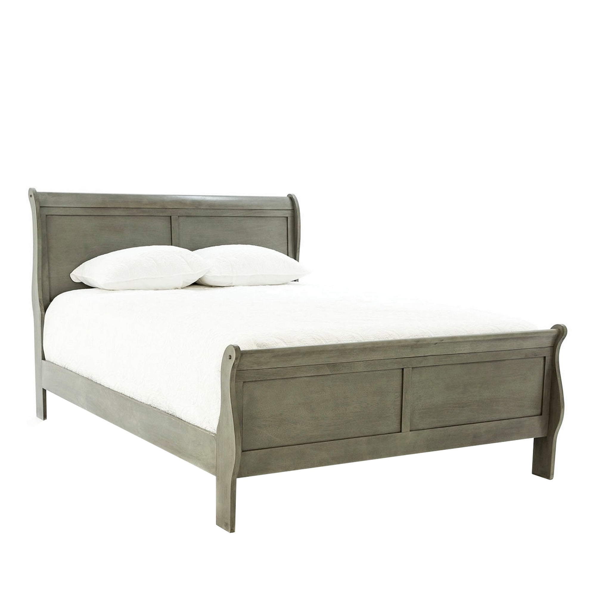 Sleigh Design Wooden King Size Headboard and Footboard, Gray Walmart