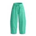 thumbnail image 6 of RUTAYY Women's Pants Elastic Drawstring Waist Wide Leg Solid Color Side Pockets Casual Trousers Green, 6 of 6