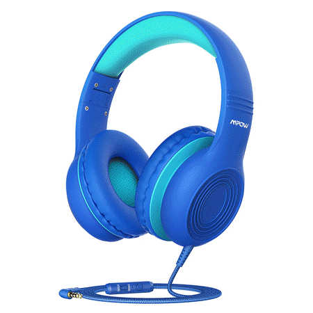 Mpow Kids Headphones with Microphone, Foldable 85/94dB Volume Limit 3D Stereo Adjustable Headband Soft Earcups over Ear Headphones for Kids, Share Function Wired Kids Headphones for School Tablet