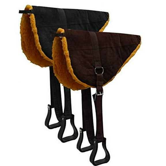 Showman Suede Leather Bareback Saddle Pad w/ Fleece Bottom (Black)