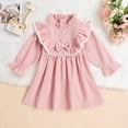 thumbnail image 2 of ZHOGXU Toddler Girls Long Sleeve Stand Collar Dresses Bowknot Ruffles Princess Dress Clothes Casual Daily Wear，Pink，3-4 Years, 2 of 7