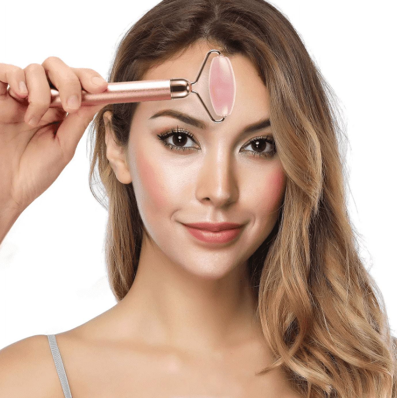 Jade Roller Facial Tools 5-in-1 Face Massager Roller 24k Golden Face Roller, Arm Eye Nose Massage for Face Facial Massager Skin Care Tools Pink