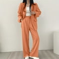 thumbnail image 5 of Hvot&aat Women's Business Casual 2 Piece Temperament Commuting Suit Lapel Set Open Front Long Sleeve Blazer Jacket Wide Leg Pants Outfits, 5 of 6
