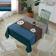 thumbnail image 3 of Blue Brown Grey Tablecloth Square Table Cloth 60x60 , Waterproof Tablecloth Outdoor Table Cloth, Vintage Stripe Farmhouse Wood Grain Washable Table Cover for Kitchen Dining Party, 3 of 8