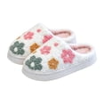 thumbnail image 4 of CUZIBR Toddler Girl Slippers Cute Flower Fuzzy House Slippers Close Toe Warm Winter Warm Indoor Footwear,White,2-3 Years, 4 of 4
