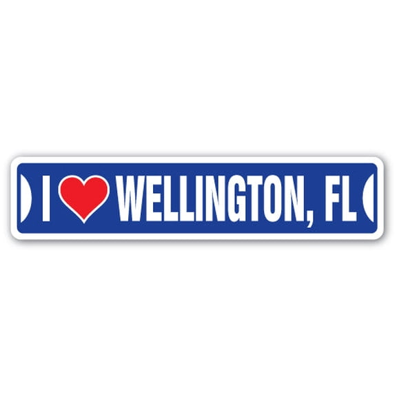 I LOVE WELLINGTON FLORIDA Street Sign fl city state us wall road décor gift
