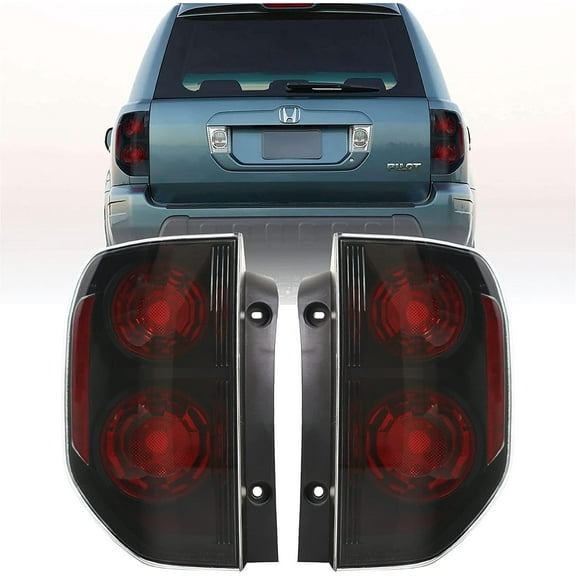 USR DEPO 03-08 Honda Pilot Tail Lights - Facelift JDM Style Black Housing Light Shade of Smoke Lens Rear Tail Lamps Set (Left   Right) Compatible with 2003-2008 Honda Pilot SUV