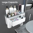 thumbnail image 2 of Toothbrush Holder for Bathroom Cups Toothbrush Holder Wall Mounted with Toothpaste Dispenser Large Capacity Tray Cosmetic Drawer Bathroom Storage & Bathroom Organizer, 2 of 9