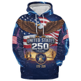 thumbnail image 2 of Lotusprinthandmade US 250th Anniversary Patriotic Hoodie 3D Multicolor (2XL), 2 of 5