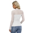 thumbnail image 4 of WIHOLL Womens Sexy Mesh Long Sleeve Shirts Fashion Clothing Turtle Necks Sheer Ruched Going Out Tops Fall Outfits Slim Fit Blouses White Shirts, 4 of 8
