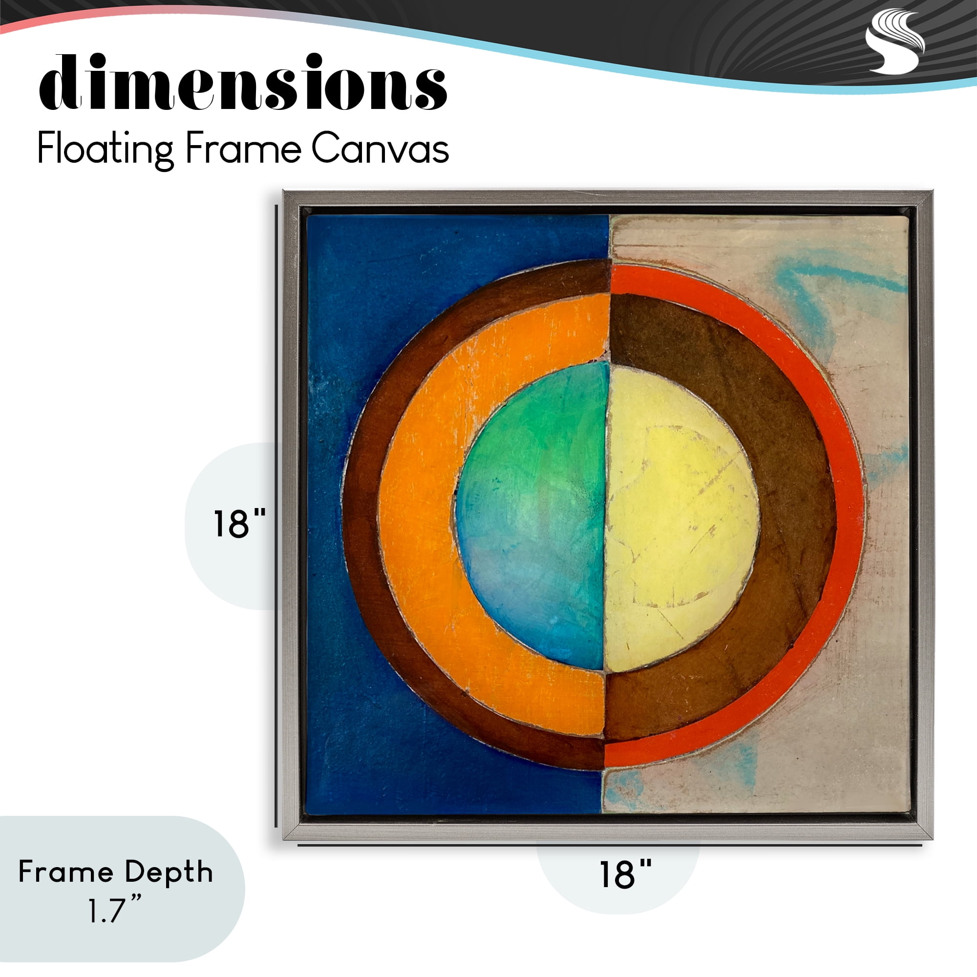 Stupell Industries Bright Vertical Circle Symmetry Gray Framed Floater Canvas Wall Art, design by Matthew Finger
